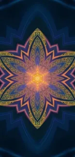 Vibrant mandala star design wallpaper for mobile phones.