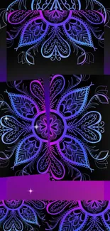 Colorful mandala design in purple and blue shades, perfect as a mobile wallpaper.