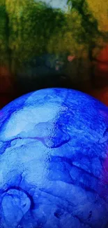 Vibrant abstract marble design in blue and green hues.