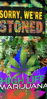 Colorful marijuana-themed mobile wallpaper with vibrant design.