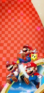 Vibrant Mario adventure-themed wallpaper for mobile with iconic characters.