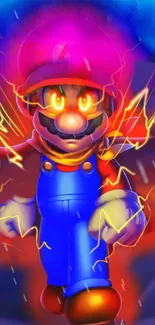 Vibrant Mario character with electric effects.