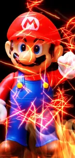 Vibrant Mario mobile wallpaper with red and blue colors.