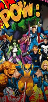 Colorful Marvel heroes collage with dynamic poses.