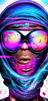 Vibrant masked street art wallpaper for mobile devices.