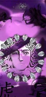 Vibrant purple Medusa art wallpaper for mobile devices.