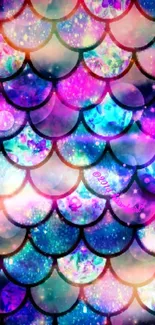 Colorful mermaid scales wallpaper design.