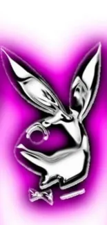 Metallic bunny with purple background wallpaper.