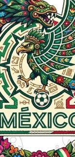 Intricate Mexican art with vibrant colors and cultural symbols.