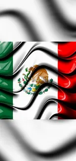 Wavy design of the Mexican flag wallpaper.