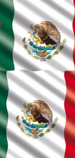 Mobile wallpaper featuring the Mexican flag with peace hand gesture.