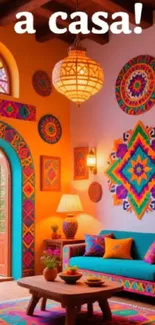 Vibrant Mexican interior with colorful decor
