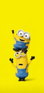 Vibrant yellow Minions mobile wallpaper.