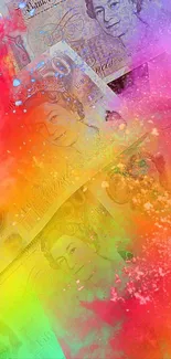 Colorful mobile wallpaper with vibrant British banknotes.