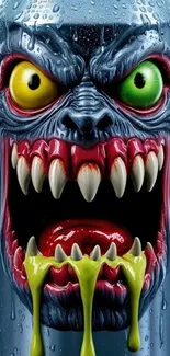 Fierce colorful monster face design wallpaper.