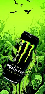 Green Monster Energy wallpaper with zombies.