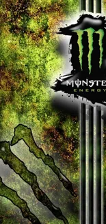 Dynamic Monster Energy wallpaper in green and black with logo.