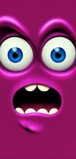 Colorful cartoon monster face with purple and blue hues on a mobile wallpaper.