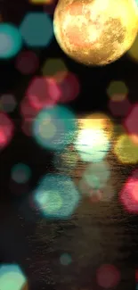 Moonlight bokeh wallpaper with vibrant reflections.