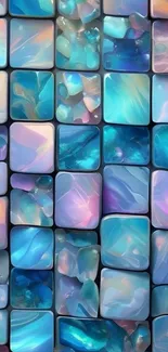 Vibrant blue and purple mosaic tile design wallpaper.
