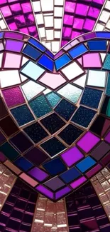 Vibrant mosaic heart with geometric patterns.