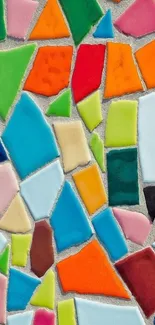 Colorful mosaic mobile wallpaper with geometric shapes.