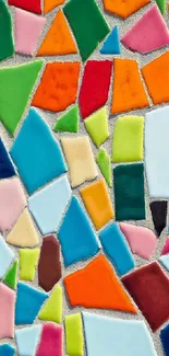 Vibrant and colorful mosaic wallpaper with geometric shapes.