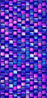 Vibrant blue and purple mosaic cube wallpaper.