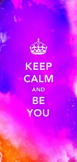 Vibrant 'Keep Calm and Be You' wallpaper with colorful background.