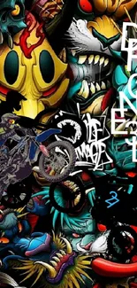 Vibrant motocross graffiti artwork featuring colorful designs and dynamic elements.