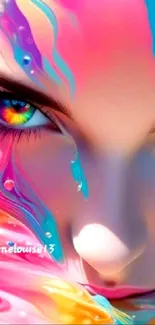 Vibrant, colorful eye with abstract design