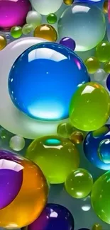 Vibrant multicolored bubble aesthetic wallpaper.