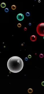 Colorful bubbles on a black background wallpaper