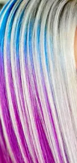 Vibrant multicolor hair with blue and pink hues blending beautifully.