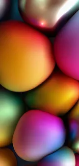 Vibrant multicolor 3D pebbles abstract wallpaper design.