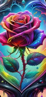 Vibrant multicolor rose digital art wallpaper.