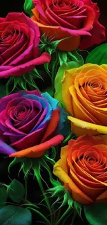 Vibrant multicolor roses bouquet wallpaper.