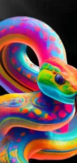 Vibrant, colorful snake art design for mobile wallpaper.