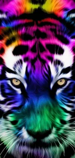 Vibrant multicolor tiger wallpaper with striking hues.