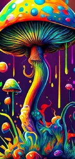 Psychedelic colorful mushroom fantasy art wallpaper.