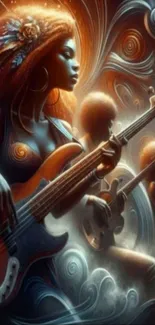 Dynamic music art wallpaper with colorful abstract musicians.