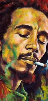 Colorful artistic painting of a musician.
