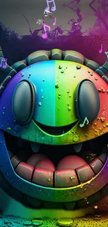 Colorful monster with music notes wallpaper.