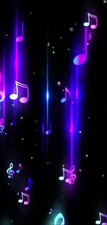 Vibrant music notes on dark digital wallpaper.