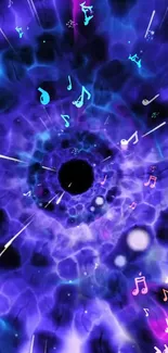 Purple vortex with colorful musical notes in a galaxy theme.