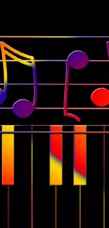 Vibrant musical wallpaper with colorful notes.