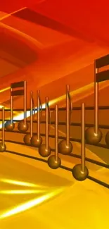 Vibrant orange wallpaper with musical notes.