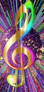 Colorful wallpaper with musical notes and vibrant starry design.