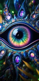 Vibrant mystical eye art with intricate colorful details and fantasy elements.