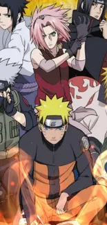 Naruto and friends in action-packed anime wallpaper.